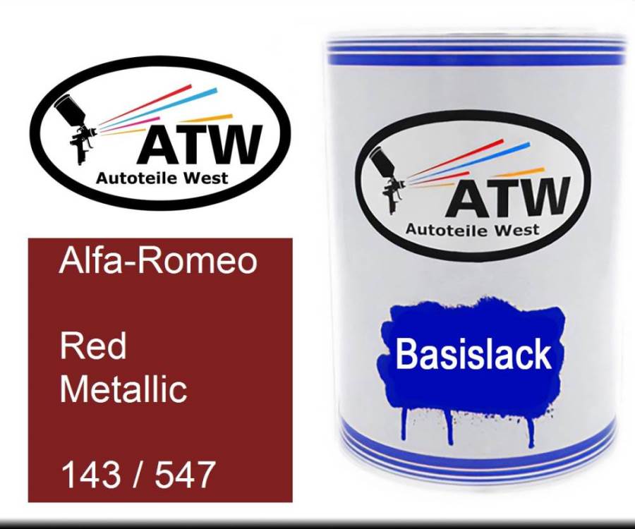 Alfa-Romeo, Red Metallic, 143 / 547: 500ml Lackdose, von ATW Autoteile West.